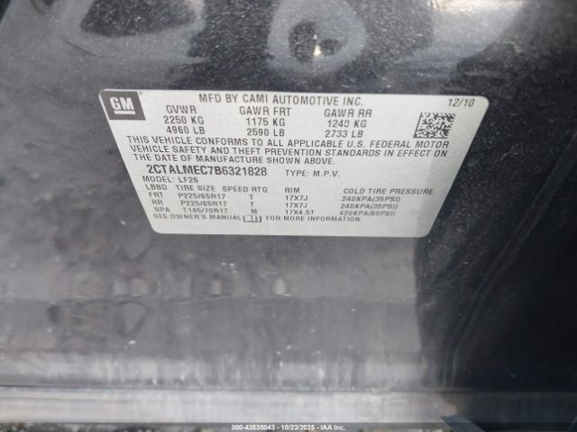 2011 GMC TERRAIN 2CTALMEC7B6321828 Photo 8