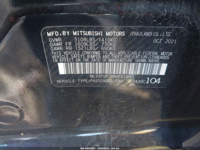 2022 MITSUBISHI MIRAGE G4 ML32FUFJ8NHF01893 Photo 8