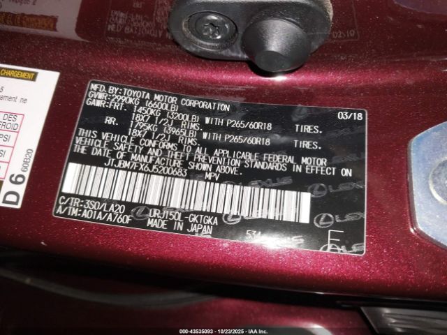 2018 LEXUS GX 460 JTJBM7FX6J5200683 Photo 8