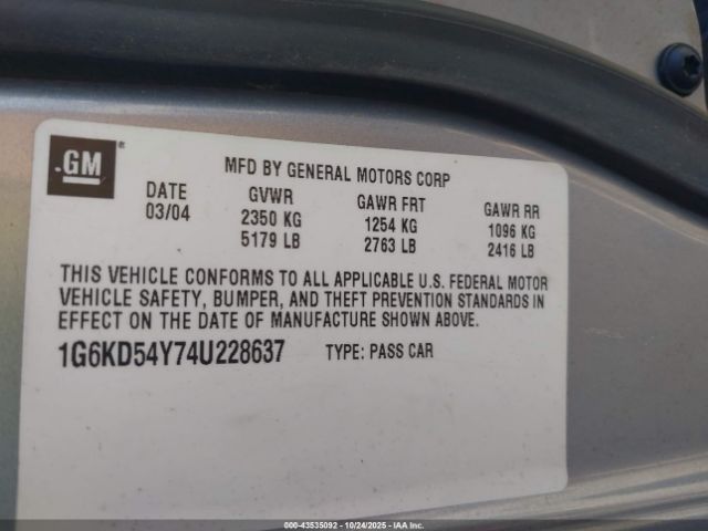 2004 CADILLAC DEVILLE 1G6KD54Y74U228637 Photo 8