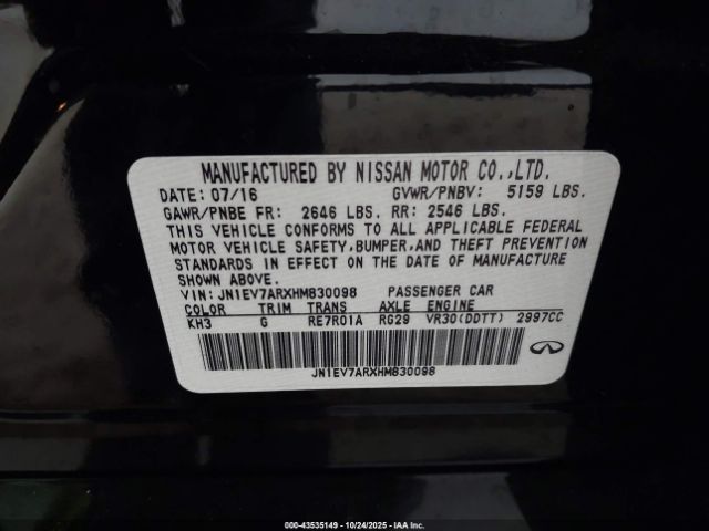 2017 INFINITI Q50 JN1EV7ARXHM830098 Photo 8