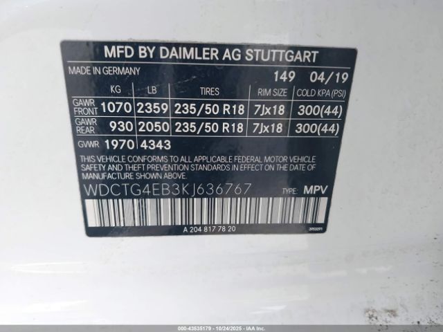 2019 MERCEDES-BENZ GLA 250 WDCTG4EB3KJ636767 Photo 8