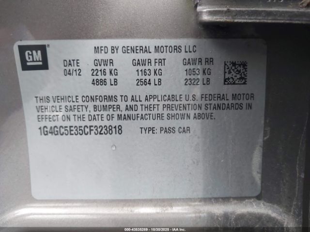 2012 BUICK LACROSSE 1G4GC5E35CF323818 Photo 8