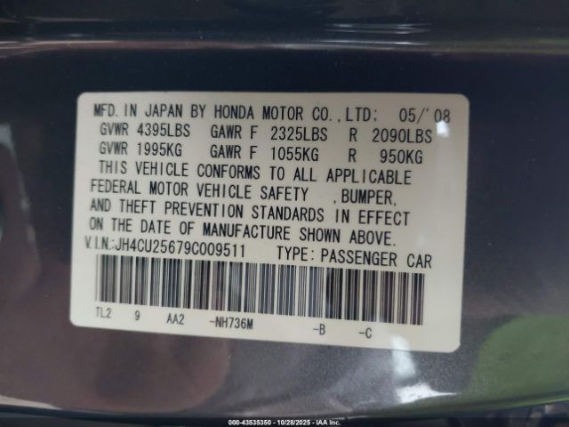 2009 ACURA TSX JH4CU25679C009511 Photo 8