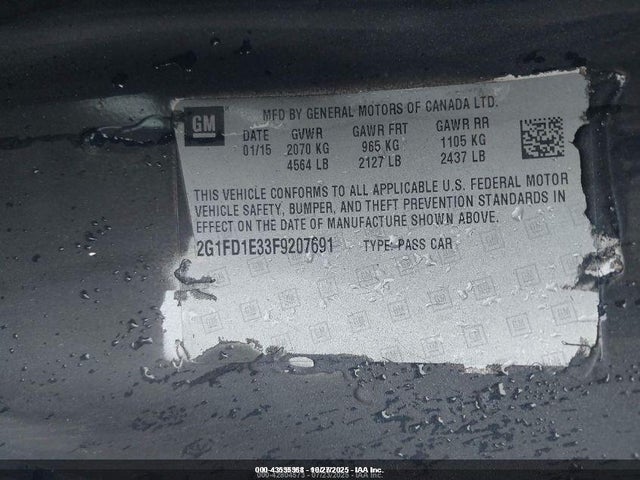 Chevrolet Camaro 1lt 2015 2G1FD1E33F9207691 Image 9
