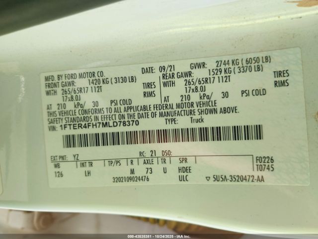 2021 FORD RANGER 1FTER4FH7MLD78370 Photo 8