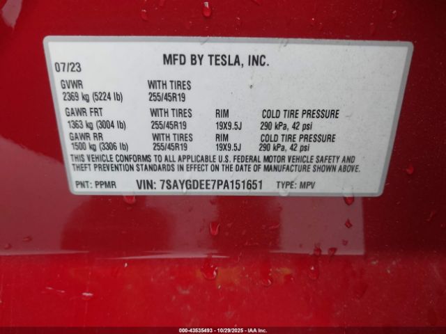 2023 TESLA MODEL Y 7SAYGDEE7PA151651 Photo 8
