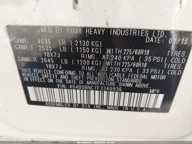 2015 SUBARU OUTBACK 4S4BSBNC1F3280936 Photo 8