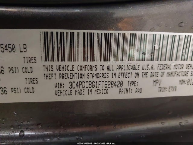 Dodge Journey Sxt 2015 3C4PDCBG1FT628420 Image 9