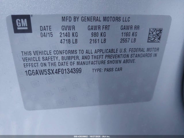 2015 CADILLAC CTS 1G6AW5SX4F0134399 Photo 8