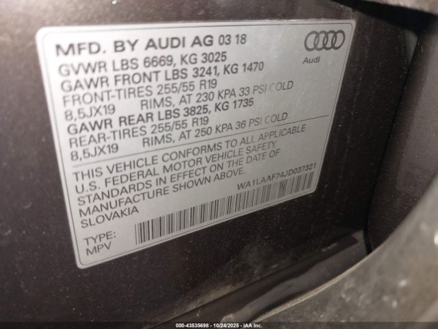 2018 AUDI Q7 WA1LAAF74JD037321 Photo 8