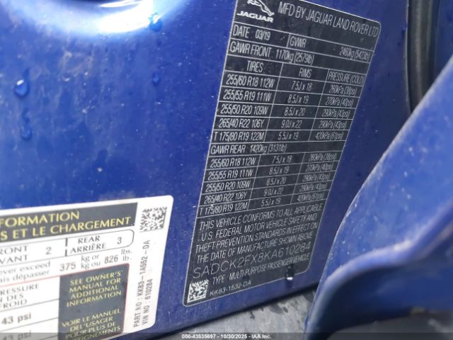 2019 JAGUAR F-PACE SADCK2FX8KA610284 Photo 8
