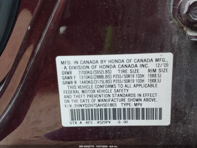 2010 ACURA MDX 2HNYD2H75AH501865 Photo 8