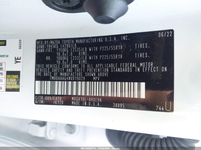 Продаж на аукціоні авто 2022 Toyota Corolla Cross Xle, vin: 7MUDAAAG4NV019029, номер лоту: 43535774