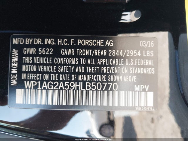 2017 PORSCHE MACAN WP1AG2A59HLB50770 Photo 8