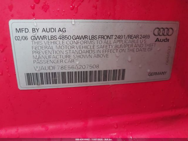 2006 AUDI A4 WAUDF78E56A207508 Photo 8