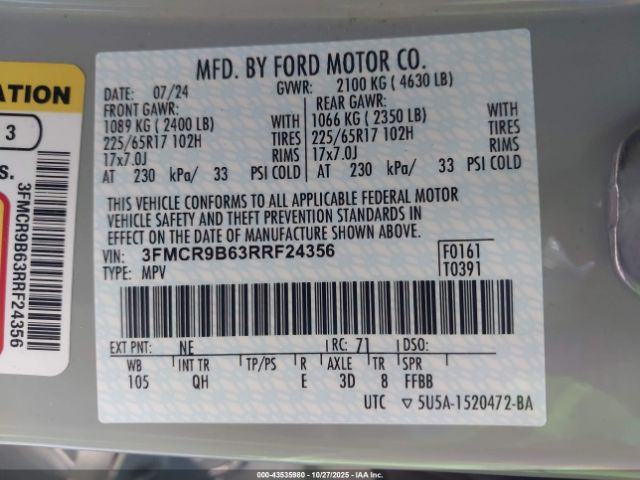 2024 FORD BRONCO SPORT 3FMCR9B63RRF24356 Photo 8