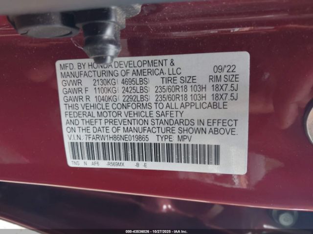 2022 HONDA CR-V 7FARW1H86NE019865 Photo 8
