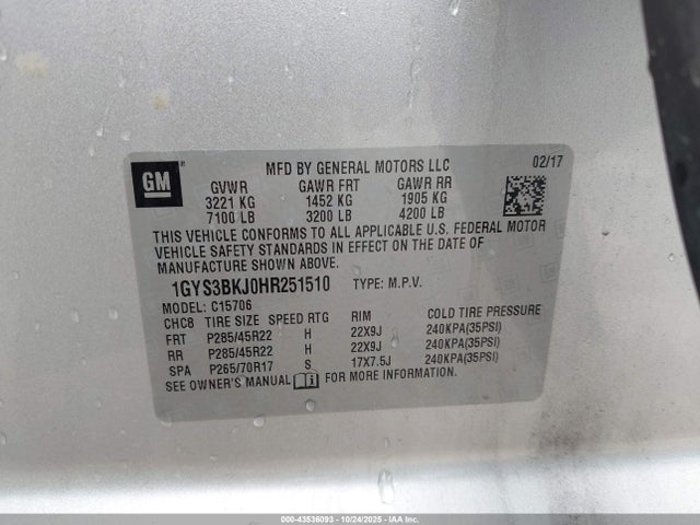 2017 CADILLAC ESCALADE 1GYS3BKJ0HR251510 Photo 8