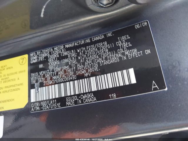 2009 LEXUS RX 350 2T2GK31U99C069490 Photo 8