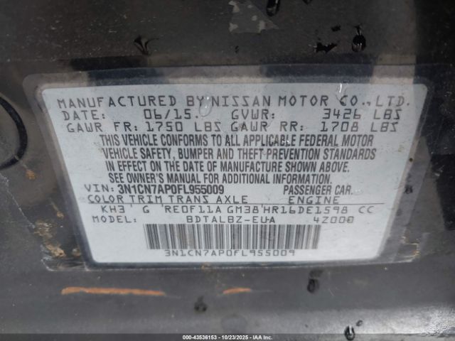 2015 NISSAN VERSA 3N1CN7AP0FL955009 Photo 8