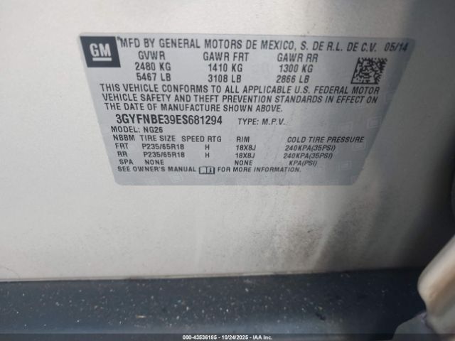 2014 CADILLAC SRX 3GYFNBE39ES681294 Photo 8