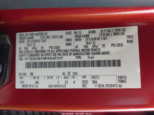 2015 FORD F-150 1FTEW1EF9FKE47317 Photo 8