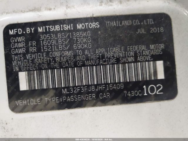 2018 MITSUBISHI MIRAGE G4 ML32F3FJ8JHF15409 Photo 8