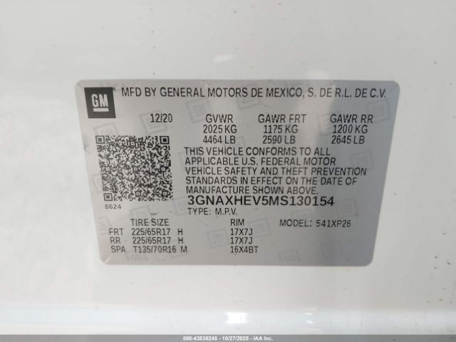 2021 CHEVROLET EQUINOX 3GNAXHEV5MS130154 Photo 8