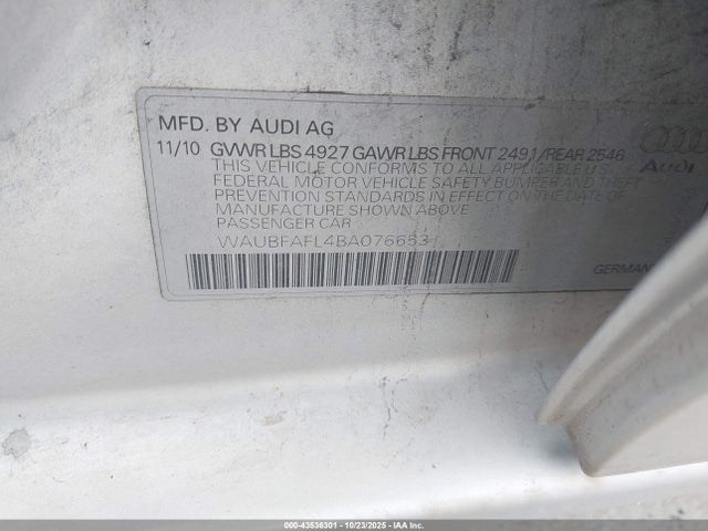 2011 AUDI A4 WAUBFAFL4BA076653 Photo 8