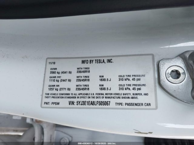 2020 TESLA MODEL 3 5YJ3E1EA8LF505067 Photo 8