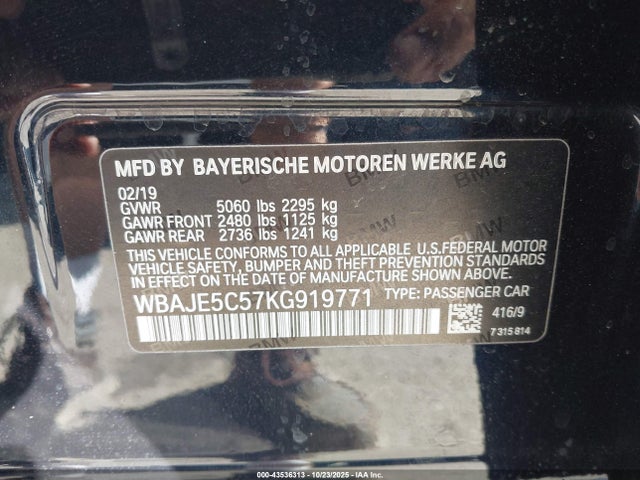 WBAJE5C57KG919771 BMW 540I