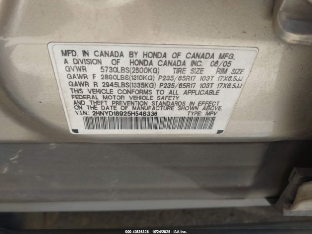 2005 ACURA MDX 2HNYD18925H548336 Photo 8