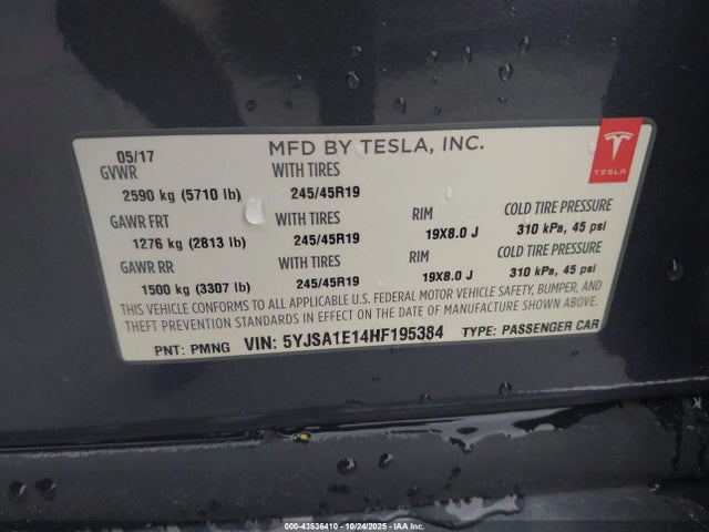 2017 TESLA MODEL S 5YJSA1E14HF195384 Photo 8
