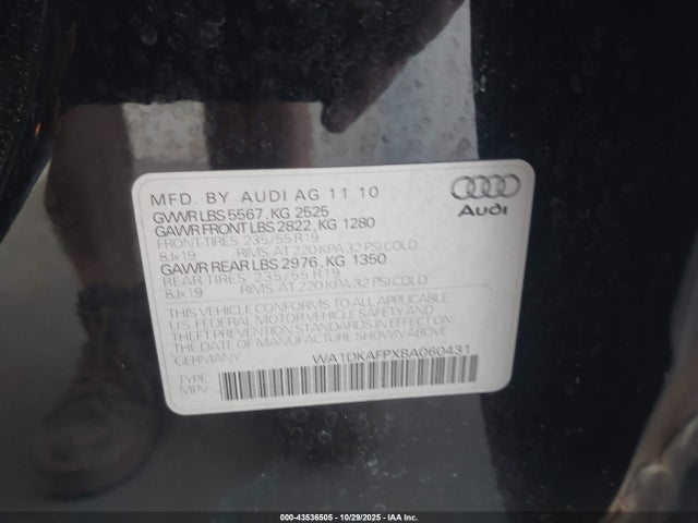 2011 AUDI Q5 WA1DKAFPXBA060431 Photo 8
