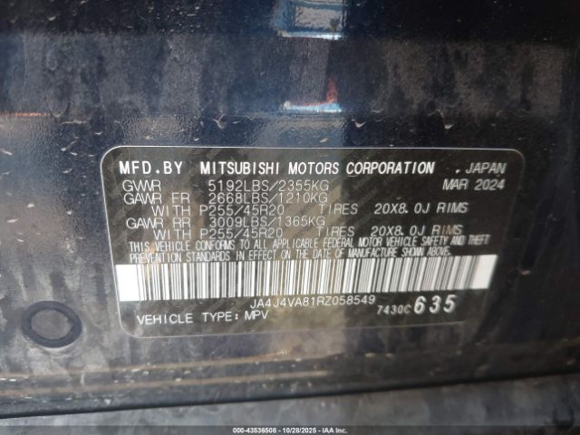 2024 MITSUBISHI OUTLANDER JA4J4VA81RZ058549 Photo 8