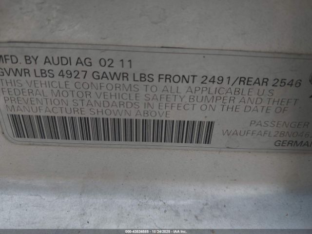 2011 AUDI A4 WAUFFAFL2BN046268 Photo 8