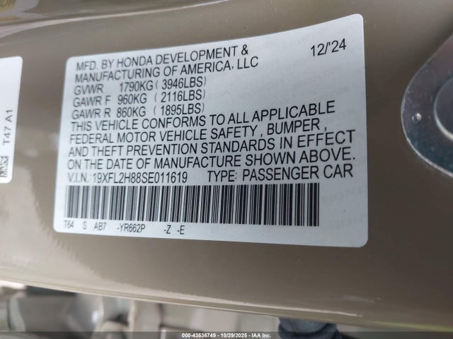 Honda Civic Sport 2025 19XFL2H88SE011619 Image 9