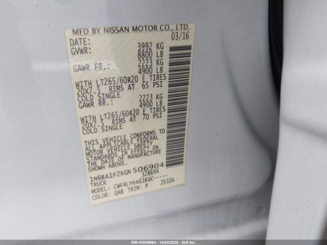 2016 NISSAN TITAN XD 1N6BA1F2XGN506904 Photo 8