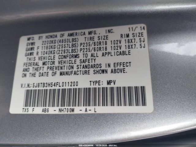 2015 ACURA RDX 5J8TB3H54FL011200 Photo 8