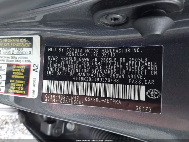 2011 TOYOTA AVALON 4T1BK3DB1BU379498 Photo 8