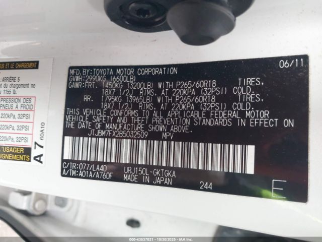 2011 LEXUS GX 460 JTJBM7FX2B5032509 Photo 8