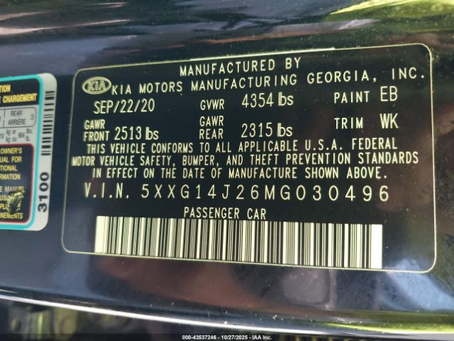 2021 KIA K5 5XXG14J26MG030496 Photo 8