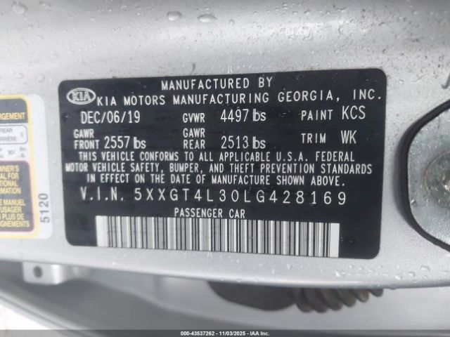 2020 KIA OPTIMA 5XXGT4L30LG428169 Photo 8