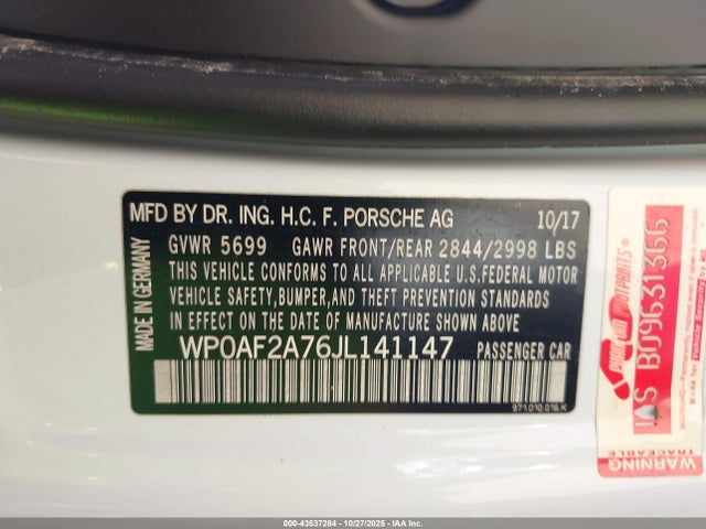 2018 PORSCHE PANAMERA WP0AF2A76JL141147 Photo 8