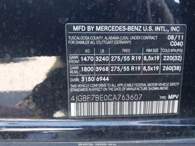 2012 MERCEDES-BENZ GL 450 4JGBF7BE0CA763607 Photo 8