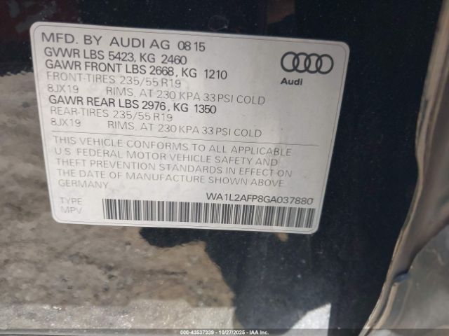 2016 AUDI Q5 WA1L2AFP8GA037880 Photo 8