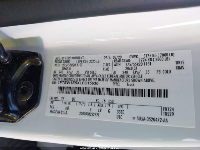 2020 FORD F-150 1FTEW1E5XLFC15630 Photo 8