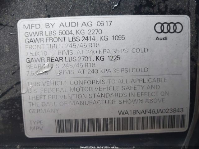 2018 AUDI A4 ALLROAD WA18NAF46JA023843 Photo 8