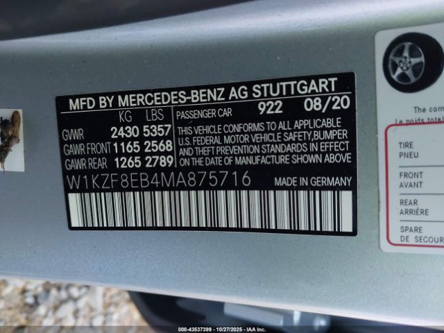 2021 MERCEDES-BENZ E 350 W1KZF8EB4MA875716 Photo 8